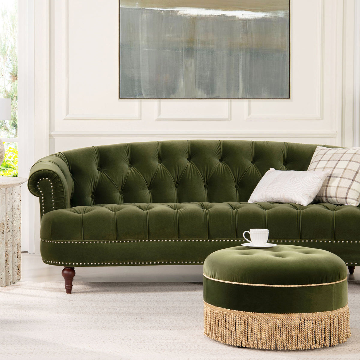 La Rosa - Victorian Chesterfield Tufted Sofa by Jennifer Taylor Home | Bel Furniture