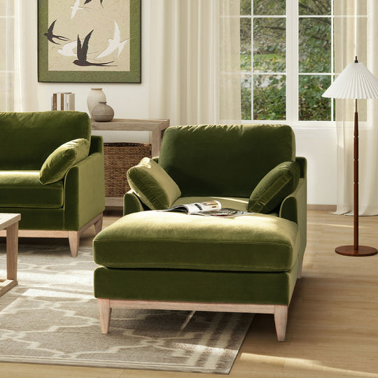 Pasadena - Modern Farmhouse Chaise Lounge Chair - Olive Green by Jennifer Taylor Home | Bel Furniture