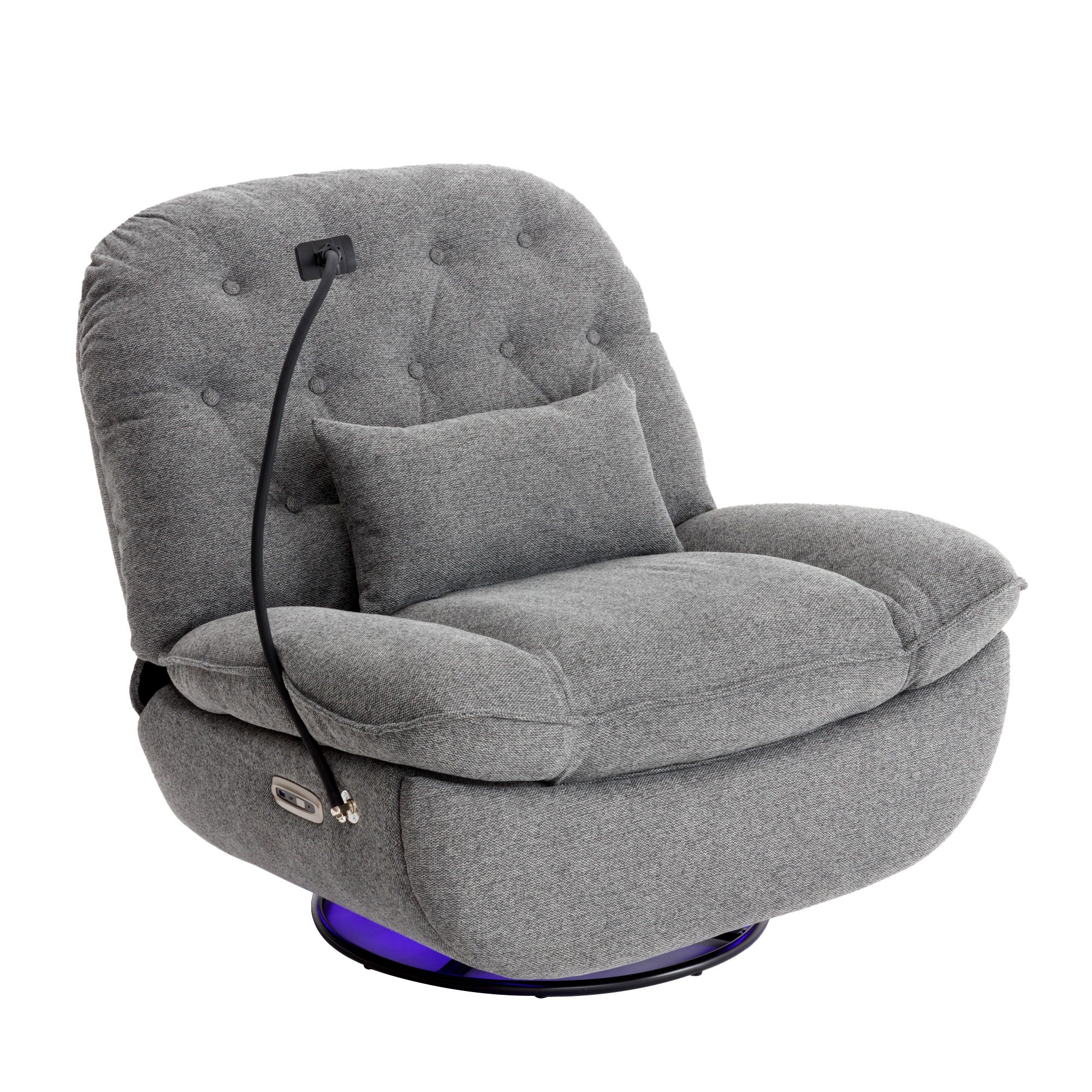 270° Swivel Power Recliner With Voice Control - Bluetooth Music Player, USB Ports, Atmosphere Lamp, Hidden Arm Storage And Mobile Phone Holder For Living Room, Bedroom, Apartment