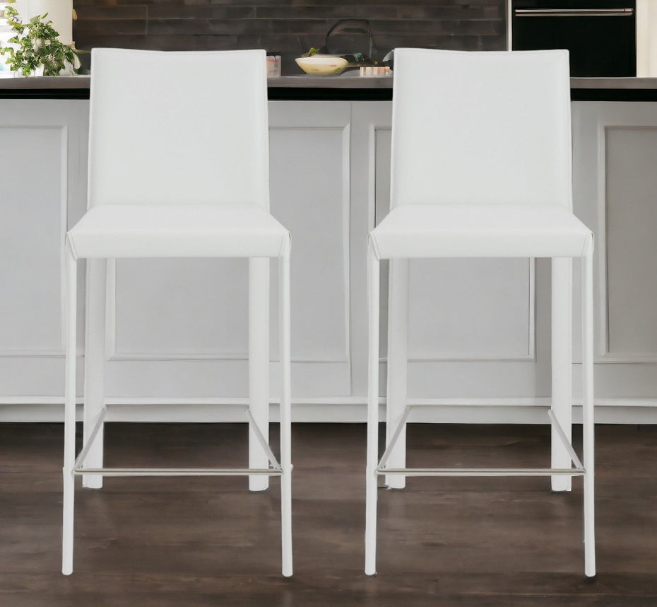 Steel Low Back Counter Height Bar Chairs (Set of 2) - White