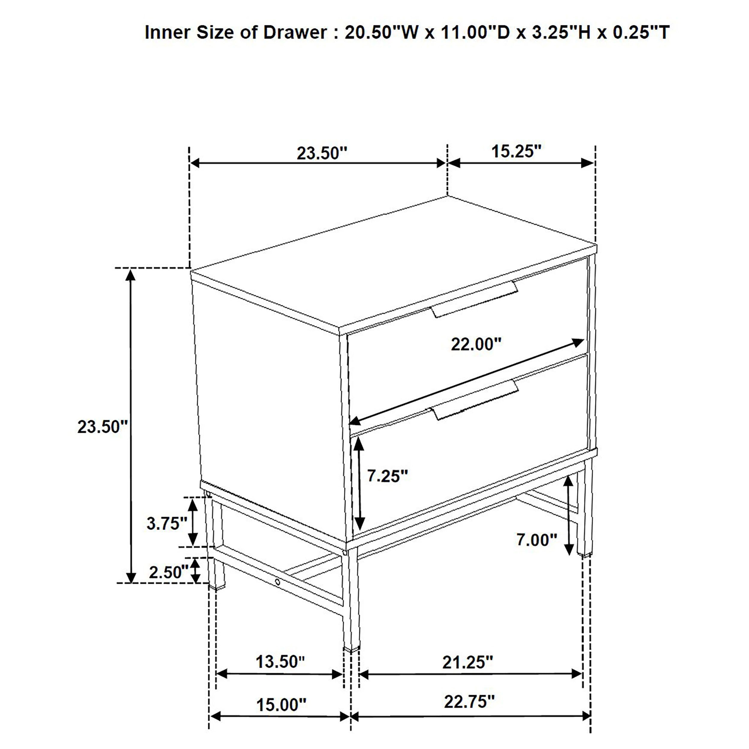 Sonora - 2-Drawer Nightstand Bedside Table - White