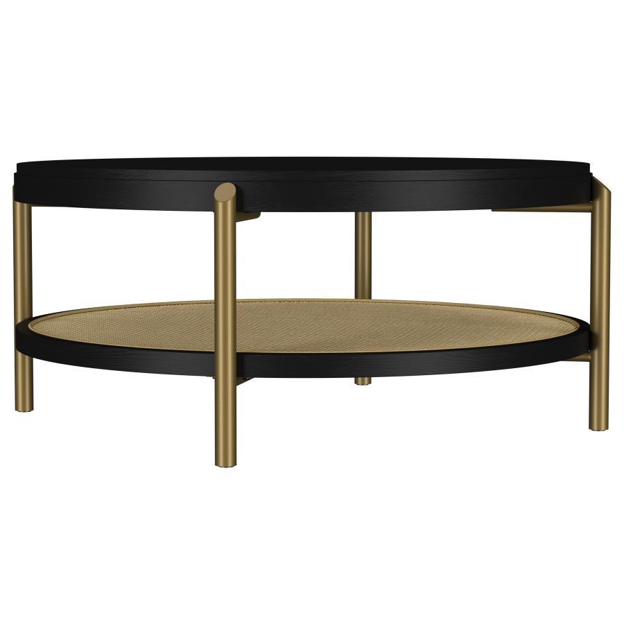 Arini - Round Coffee Table With Storage Shelf Black by Coaster Fine Furniture | Bel Furniture