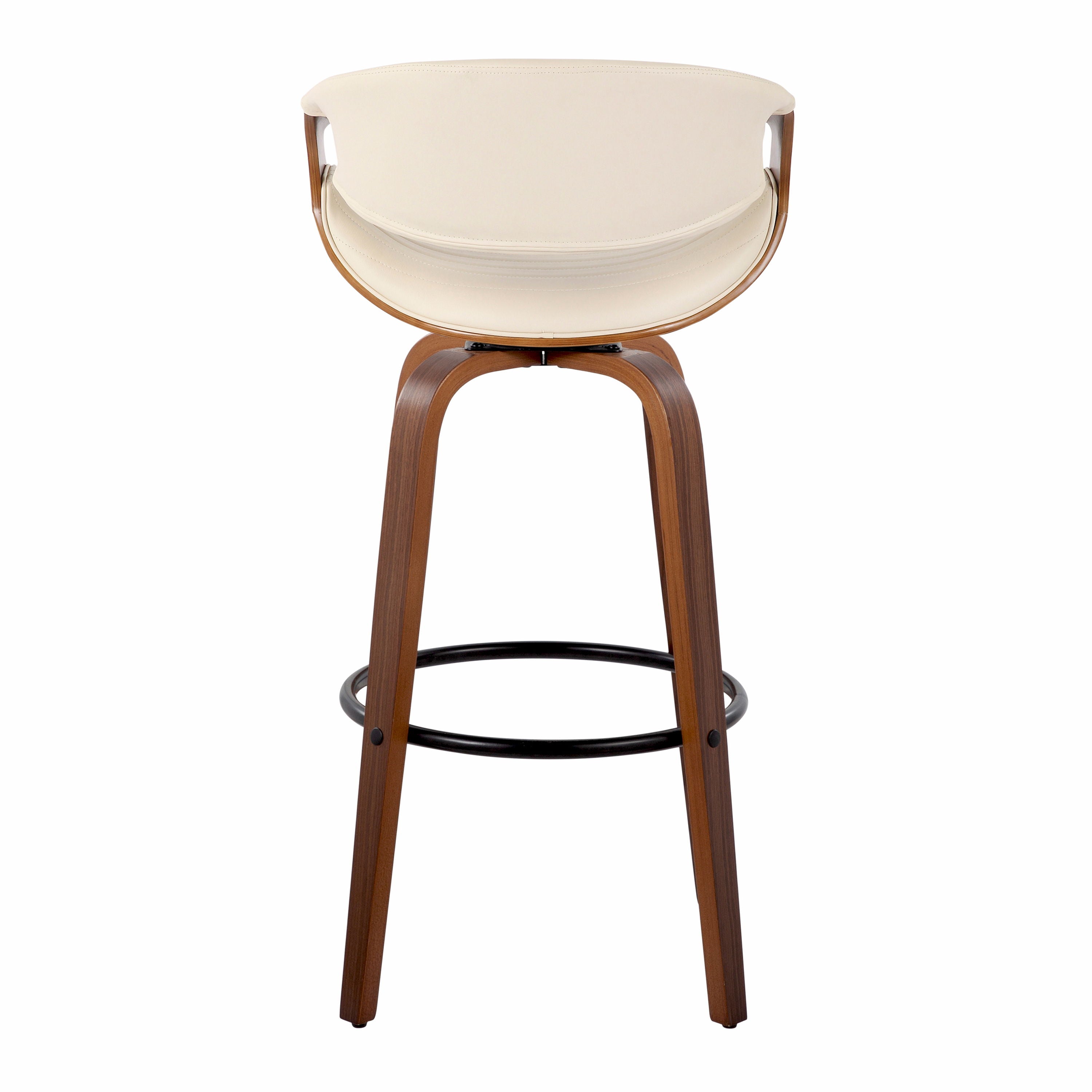 Symphony - Mid Century Modern Fixed Height Barstool With Swivel And Round Footrest (Set of 2)