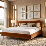 Roman - Curved Headboard Upholstered Platform Bed