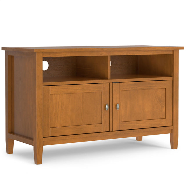 Warm Shaker - TV Media Stand Handcrafted - Brown by Simpli-Home | Bel Furniture