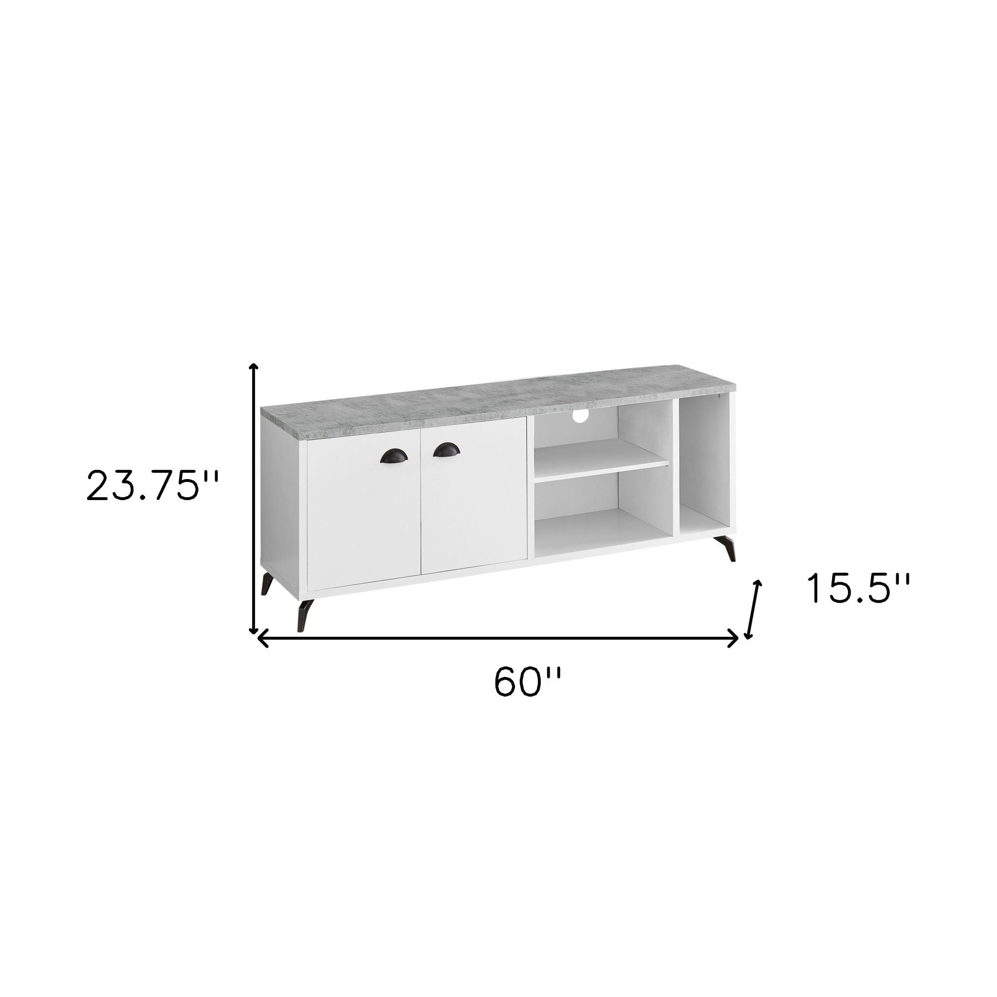 Cabinet Enclosed, Storage TV Stand - White