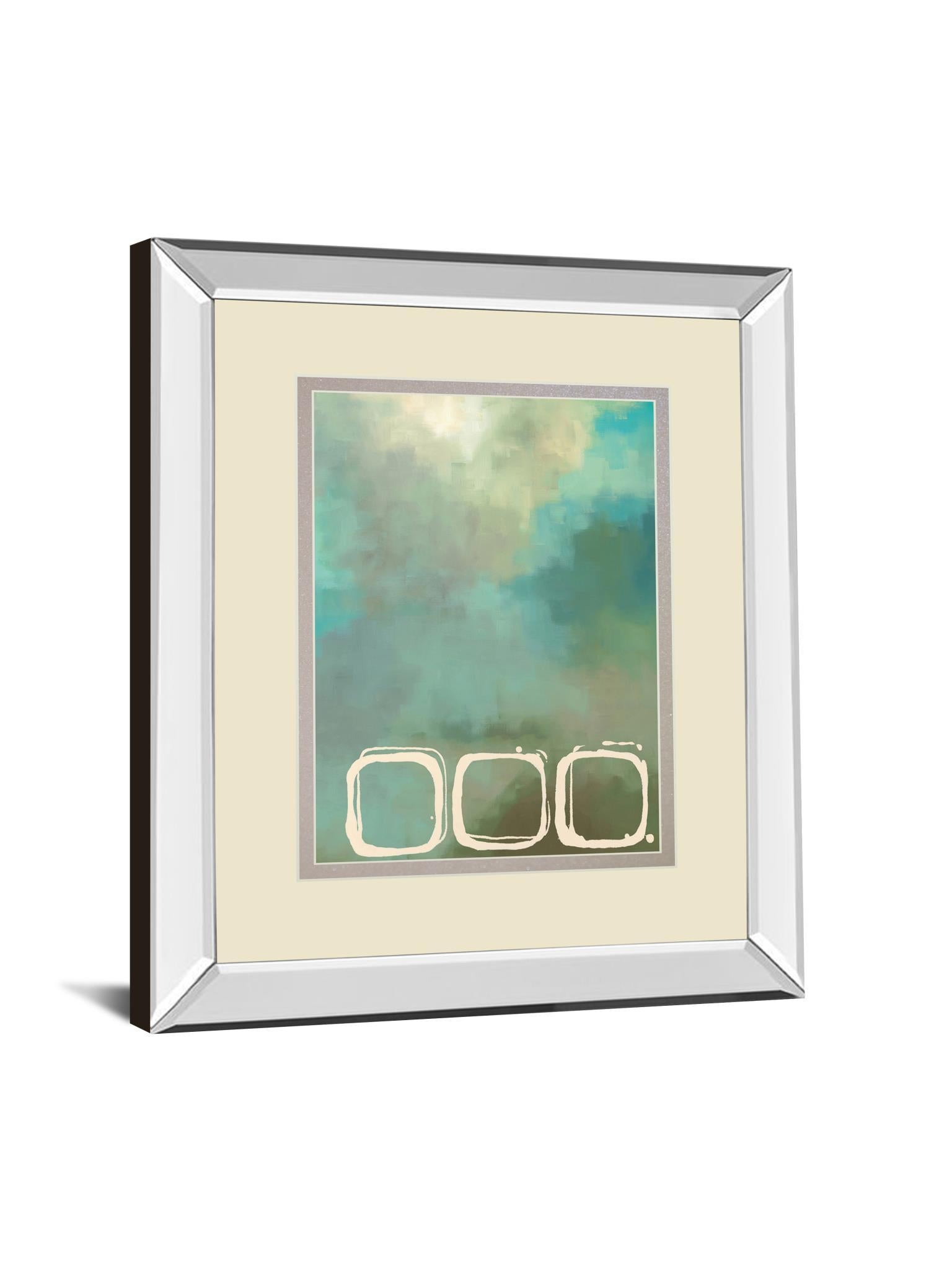 Retro In Aqua And Khaki Il By Laurie Maitland - Mirror Framed Print Wall Art - Blue