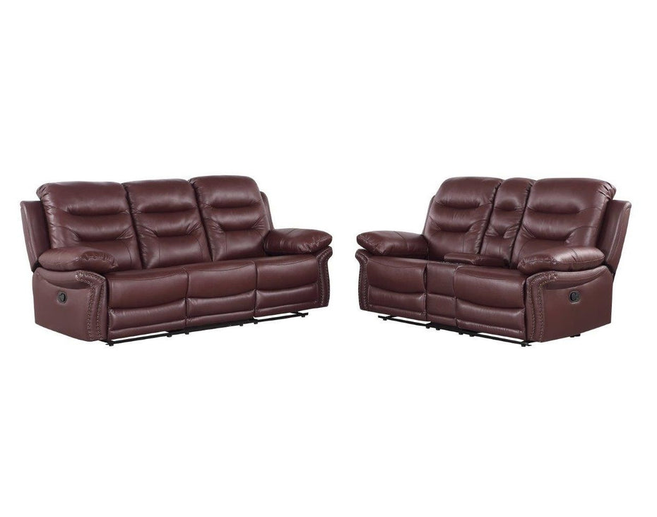 2 Piece Indoor Faux Leather Five Person Seating Set - Burgundy