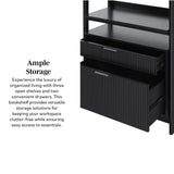 Transitional Wide Reeded Bookshelf With Drawers On Bottom