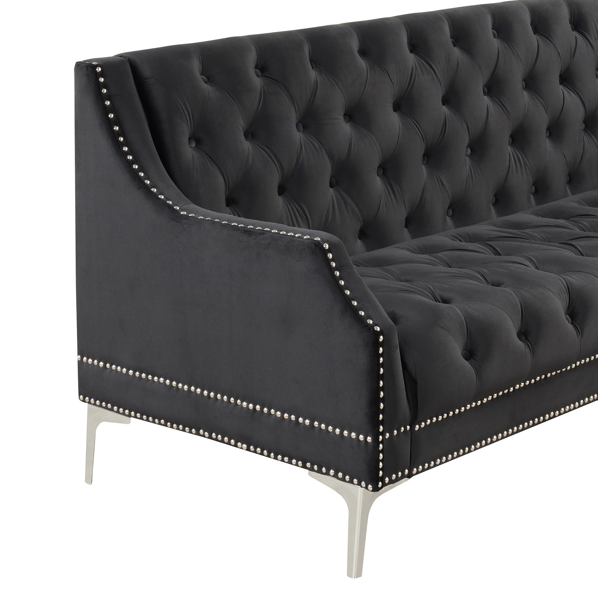 Modern Sofa Dutch Plush Upholstered Sofa With Metal Legs, Button Tufted Back