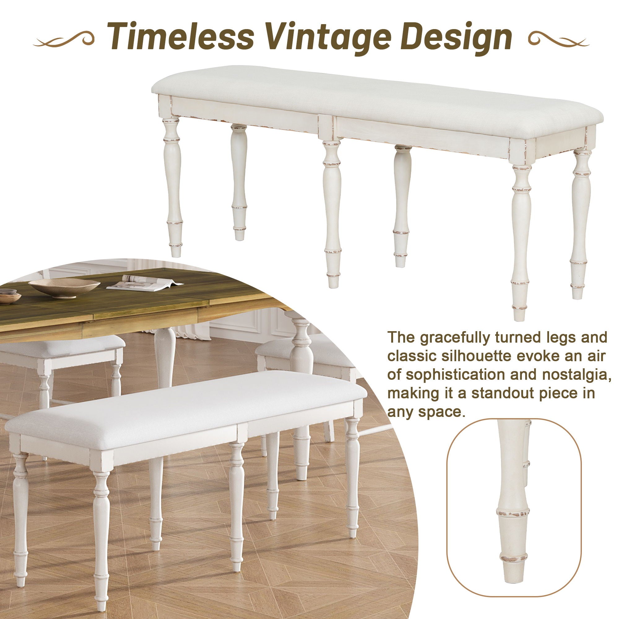 Topmax - Vintage Traditional Extendable Dining Table Set With Removable Leaf