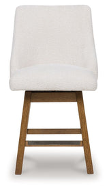 Cabalynn - Upholstered Swivel Barstool (Set of 2) - Oatmeal / Light Brown