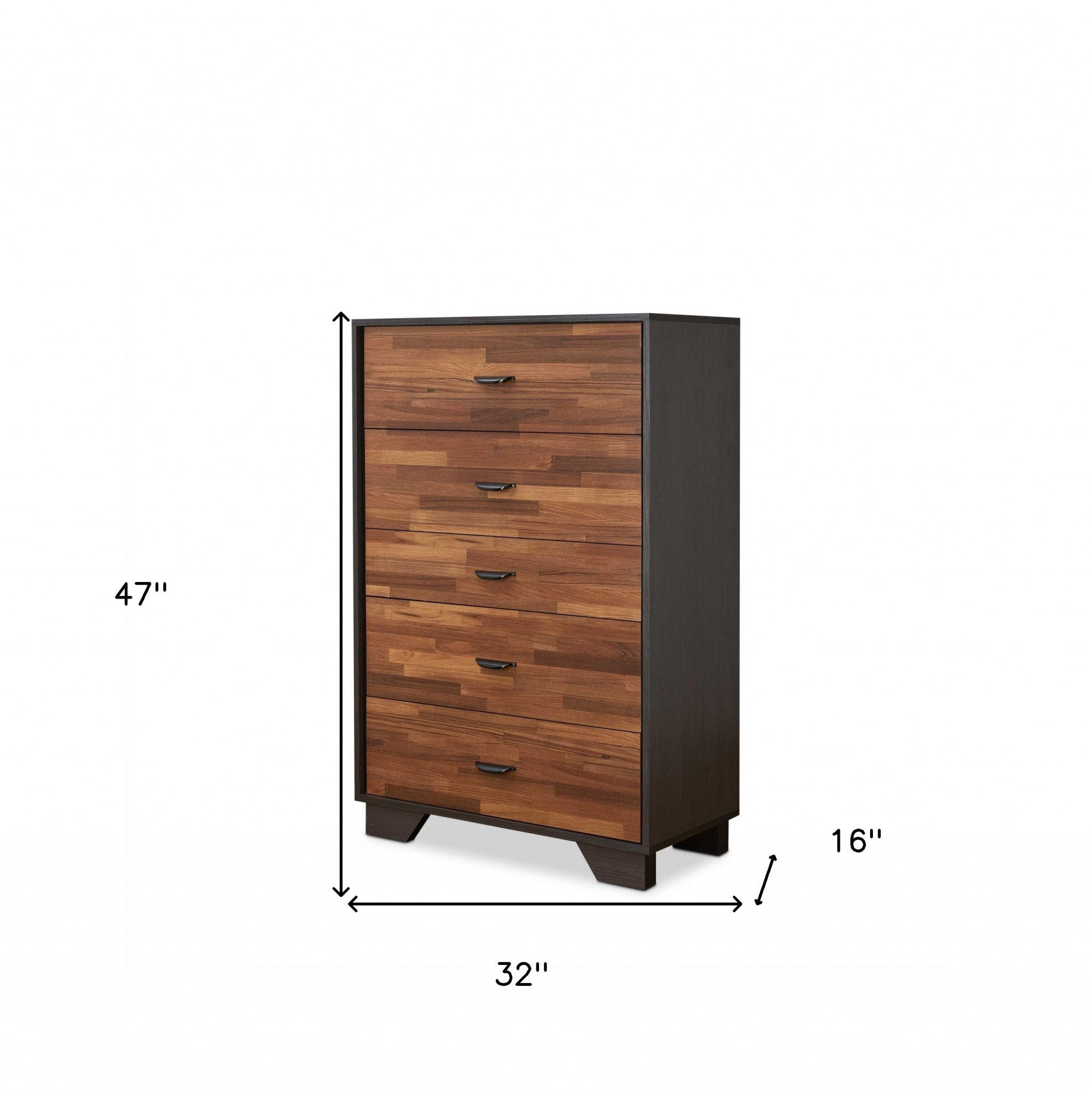 Manufactured Wood Five Drawer Chest - Walnut / Espresso