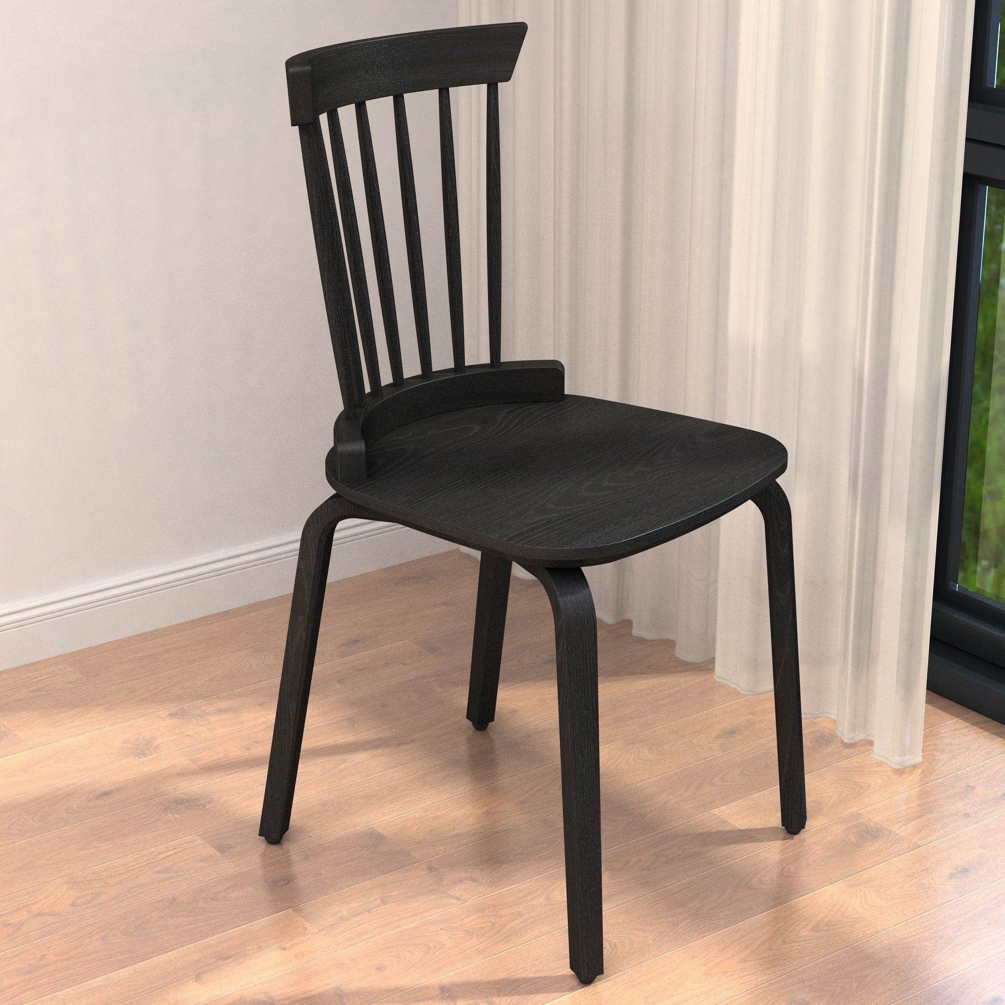 Solid Wood Slat Back Windsor Chair (Set of 2)