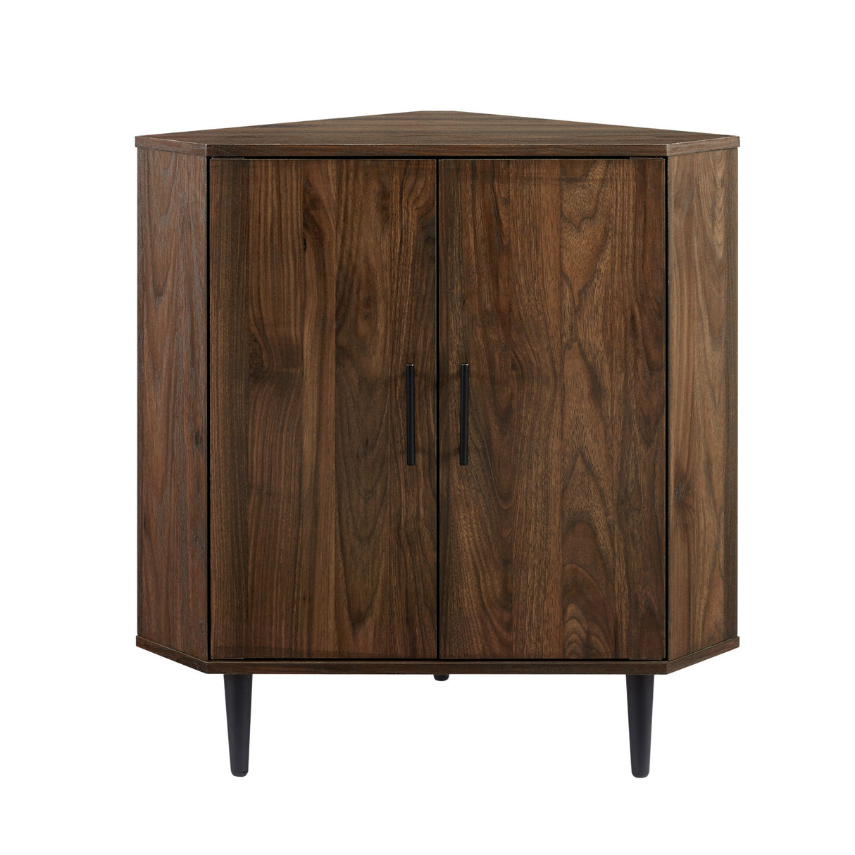 Contemporary 2 Door Mixed-Material Corner Accent Cabinet by Walker Edison | Bel Furniture