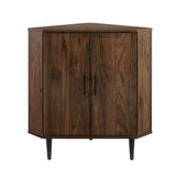 Contemporary 2 Door Mixed-Material Corner Accent Cabinet by Walker Edison | Bel Furniture