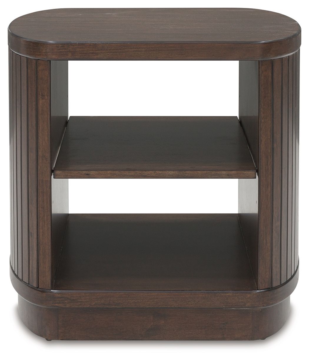 Korestone - Dark Brown - Square End Table by Signature Design by Ashley® | Bel Furniture