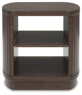 Korestone - Dark Brown - Square End Table by Signature Design by Ashley® | Bel Furniture