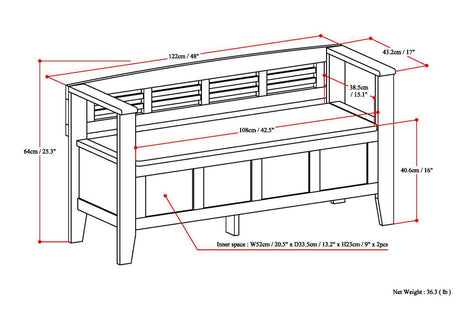 Adams - Entryway Storage Bench Handcrafted by Simpli-Home | Bel Furniture