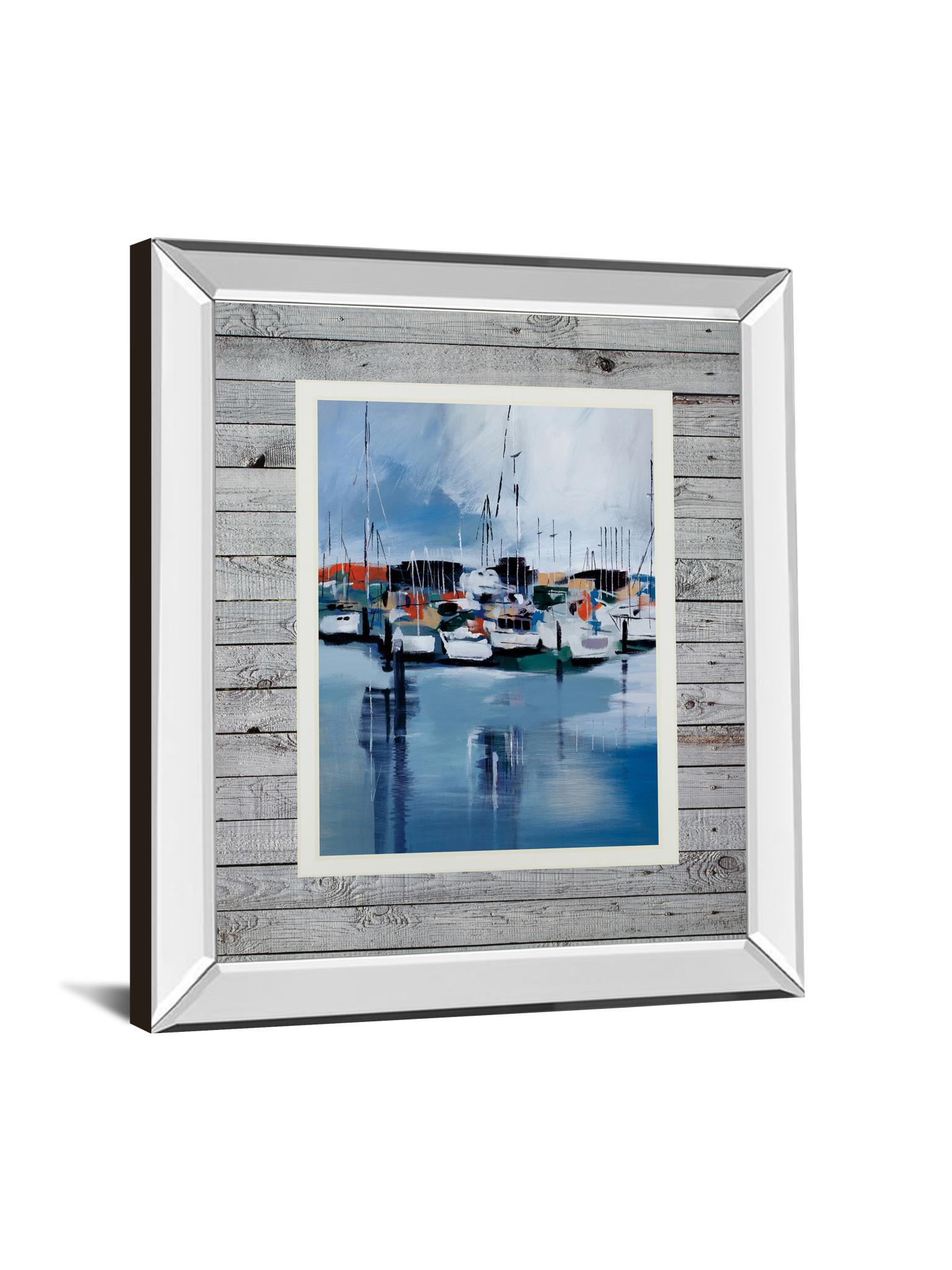 Docked By Fitsimmons, A. - Mirror Framed Print Wall Art - Blue