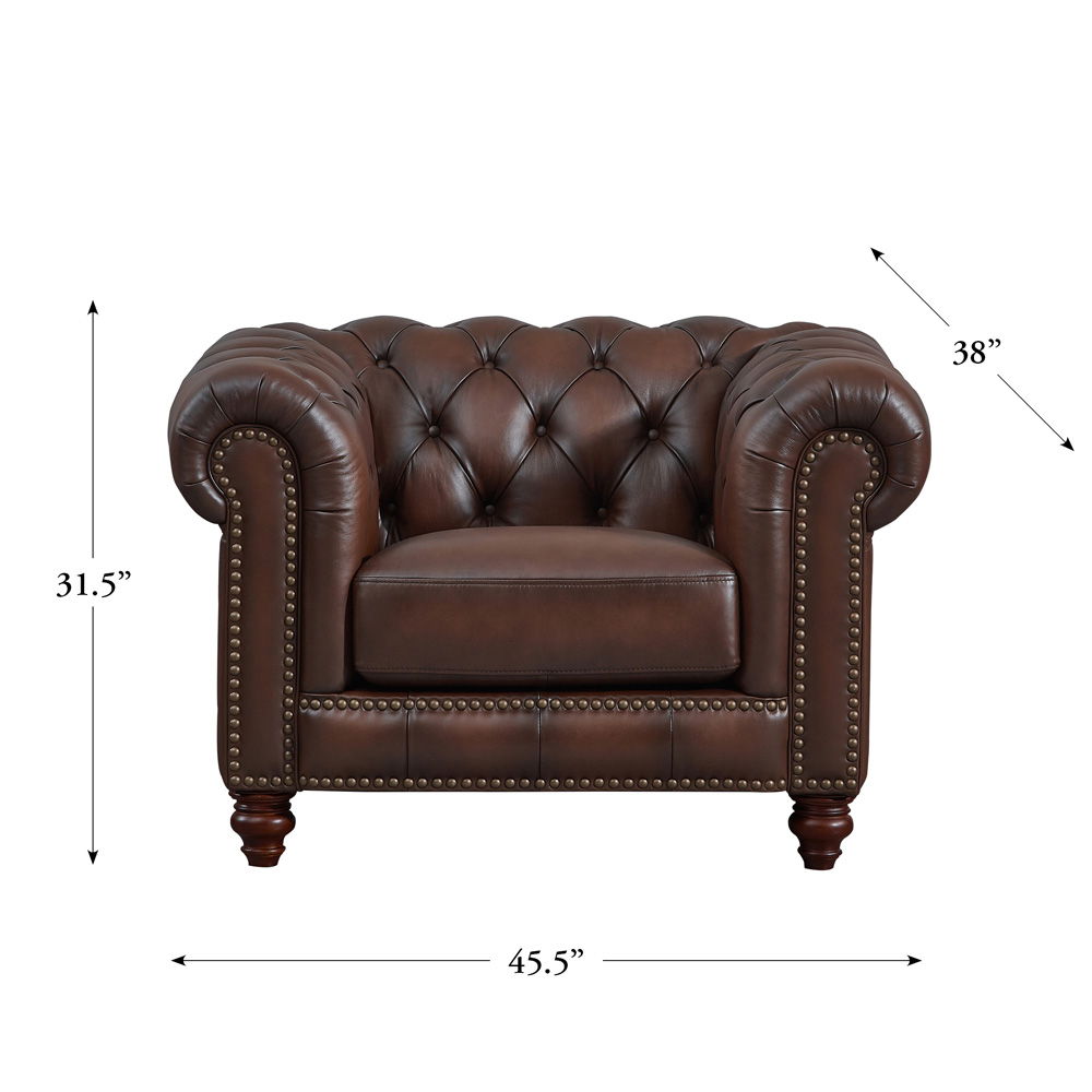 Alton Bay-Top Grain Leather Chair - Brown