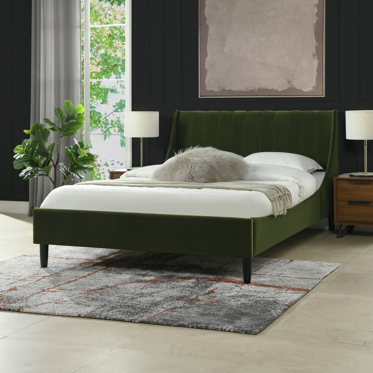 Aspen - Vertical Tufted Modern Headboard Platform Bed Set by Jennifer Taylor Home | Bel Furniture