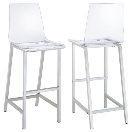 Juelia - Chrome Stools (Set of 2) White 17"W x 21"D x 46"H by CoasterEssence | Bel Furniture