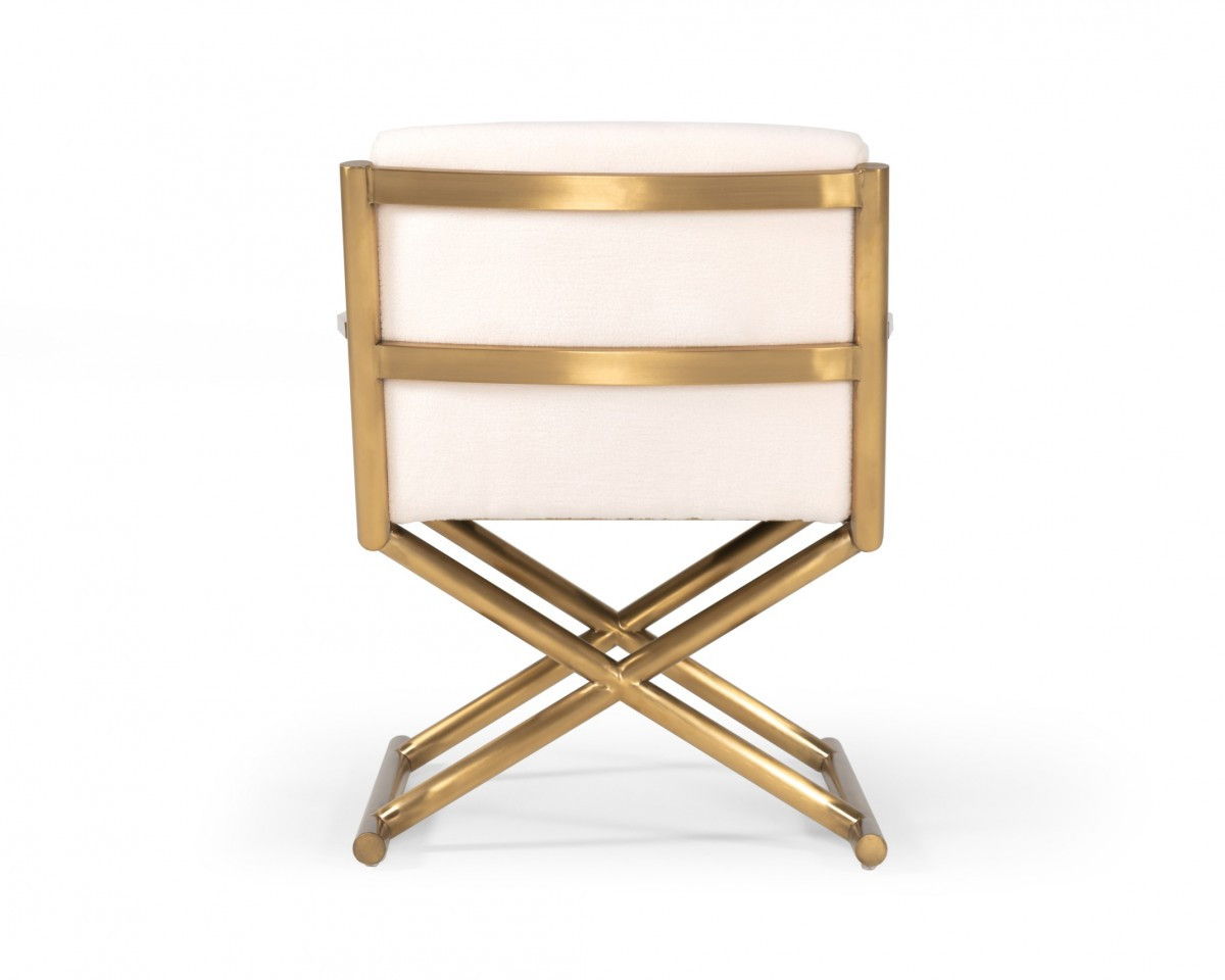 Sherpa And Gold Directors Arm Chair - White