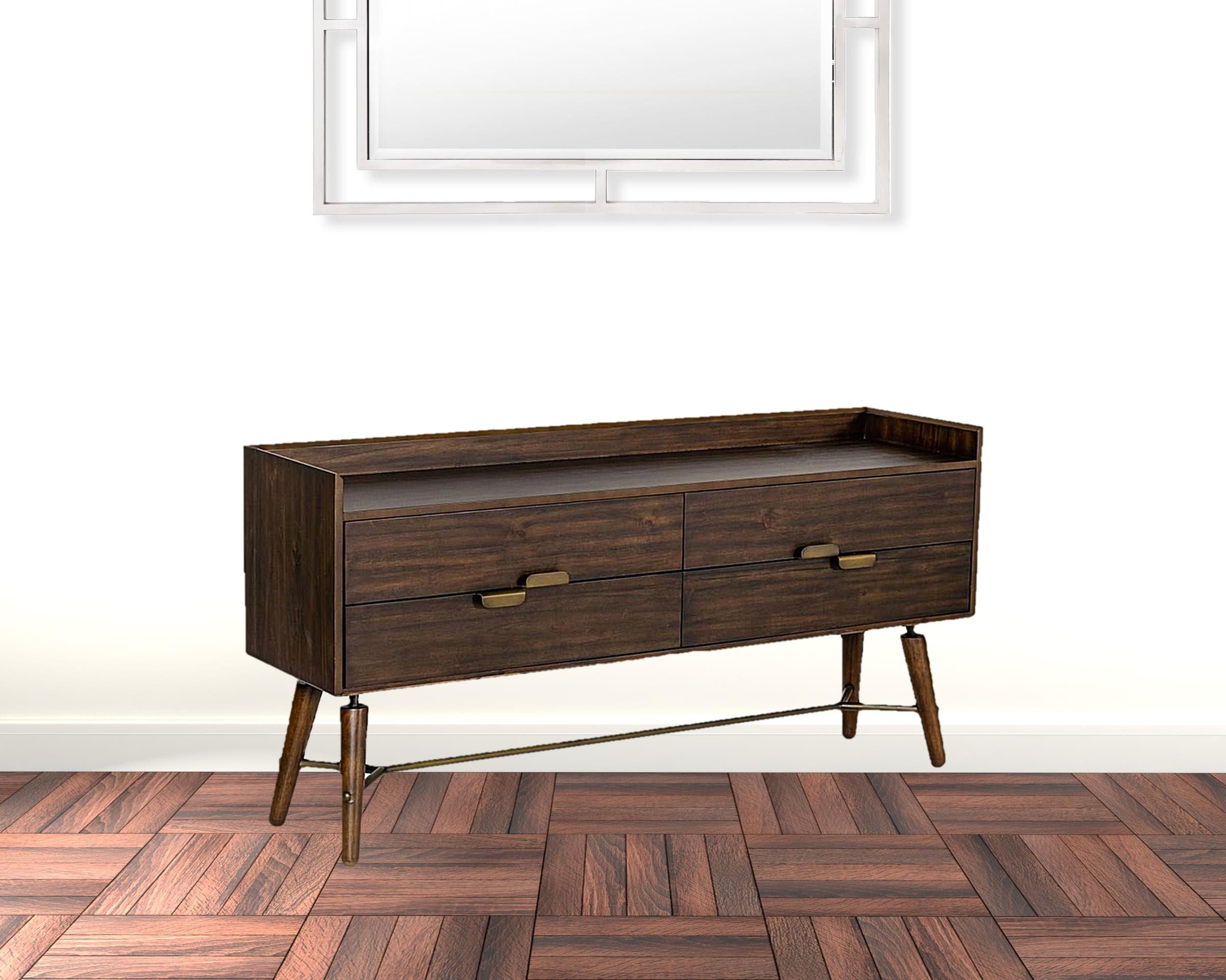 Solid Four Drawer Double Dresser - Brown