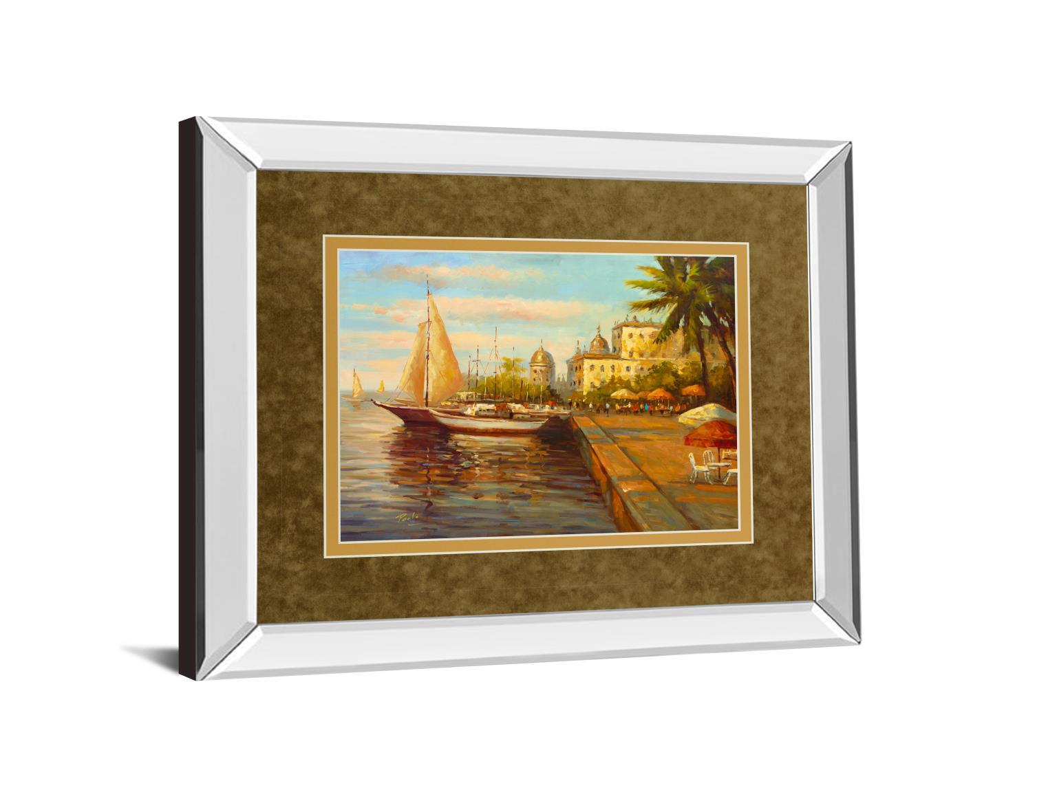 Santo Domingo Harbor By Bulo - Mirror Framed Print Wall Art - Orange