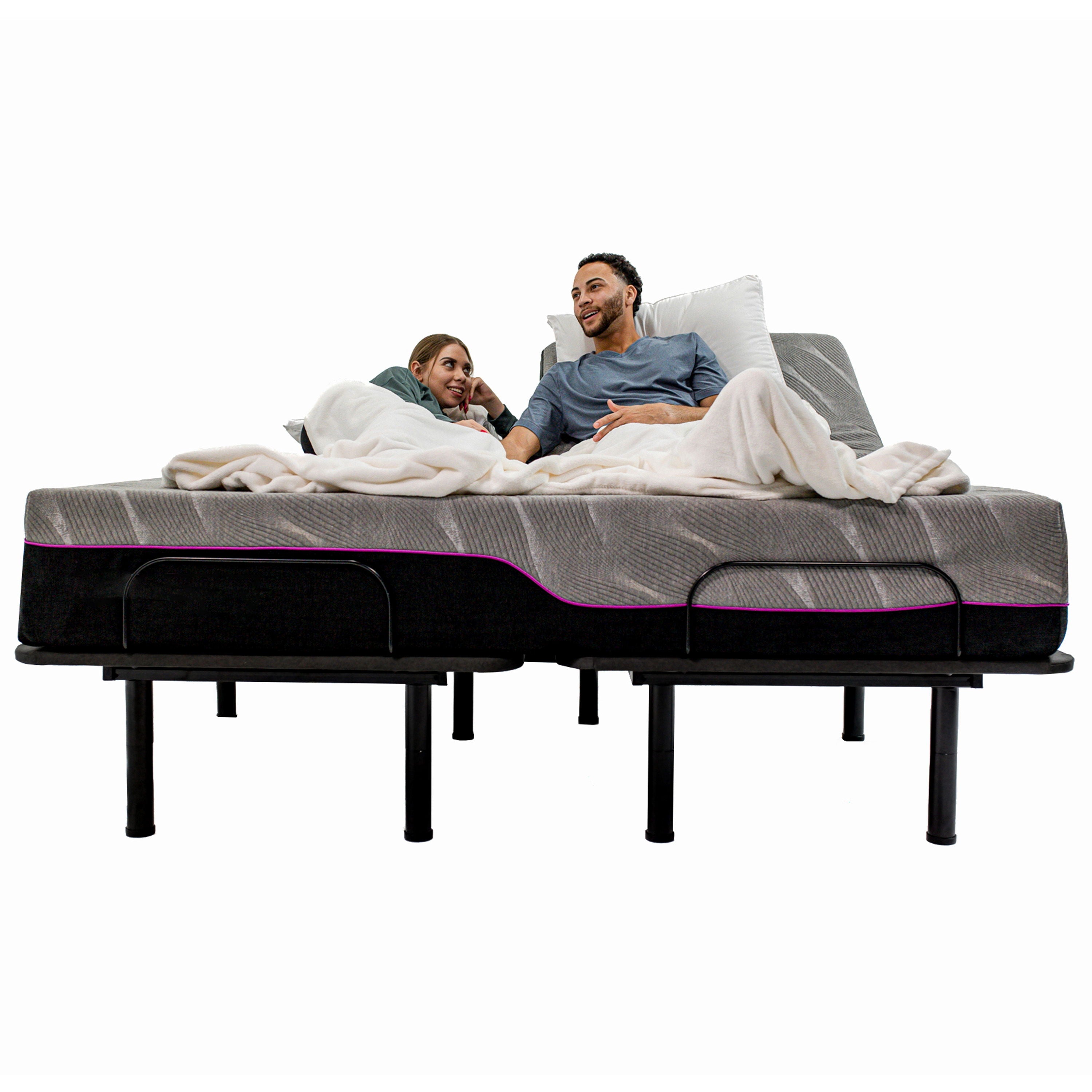 King Size Flex Head Adjustable Bed Frame With Voice Activated Controls - Black