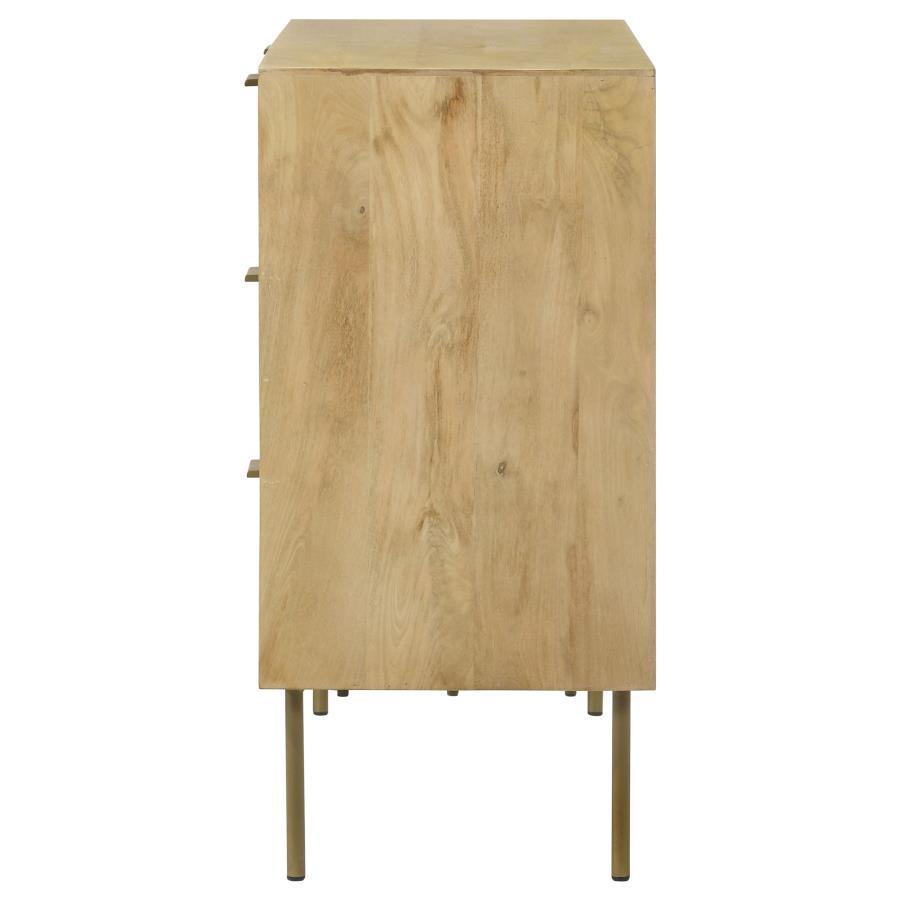 Zamora - 3-Drawer Wood Accent Cabinet With Woven Cane - Natural