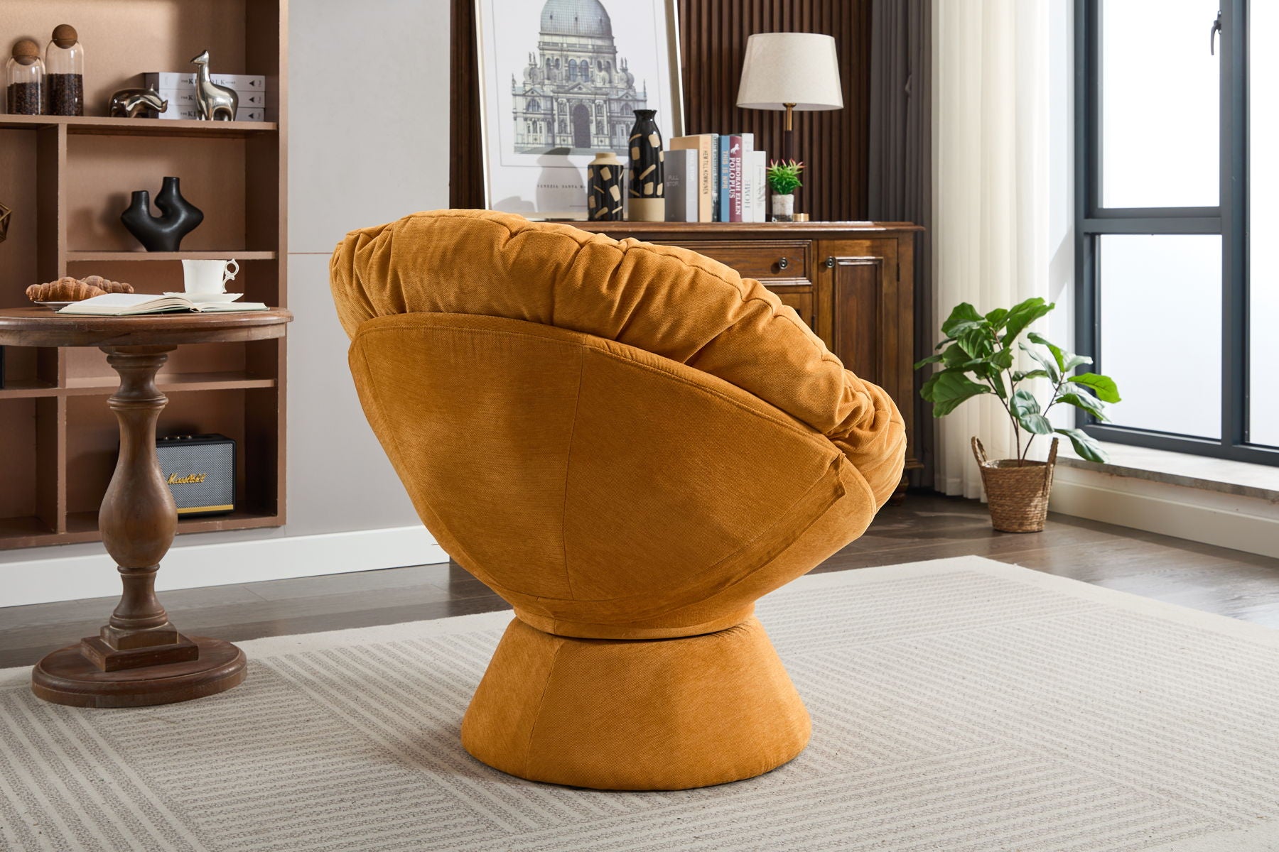 Oversized Swivel Accent Chair, 360 Swivel Barrel Chair, Papasan Chair For Living Room Bedroom