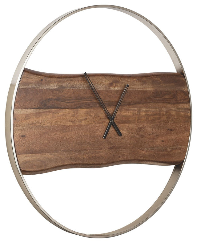 Panchali - Brown / Silver Finish - Wall Clock by Signature Design by Ashley® | Bel Furniture