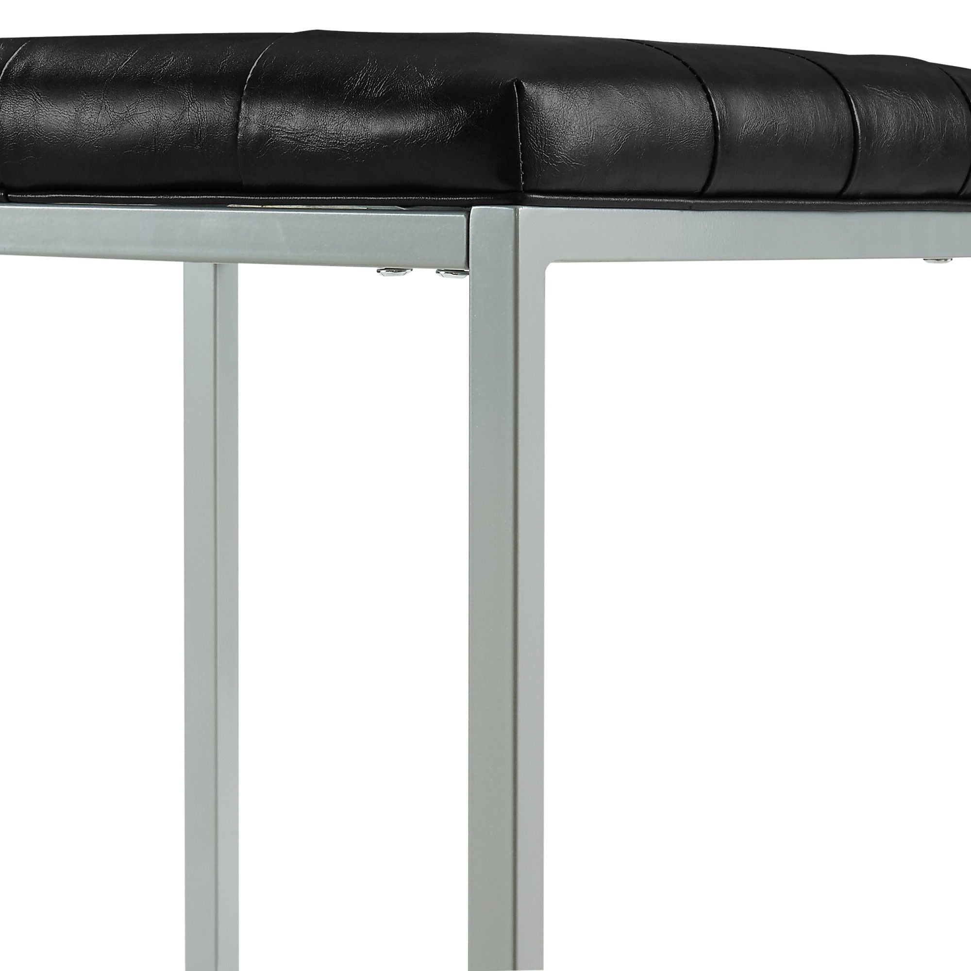 Faux Leather Cube Ottoman - Black / Gray