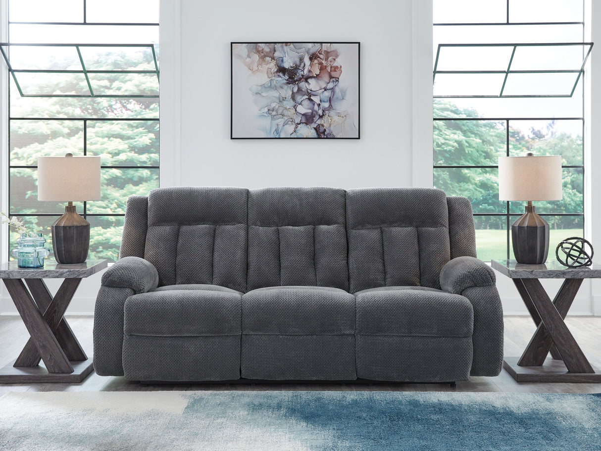 Observation - Steel - Reclining Power Sofa With Drop Down Table by Signature Design by Ashley® | Bel Furniture