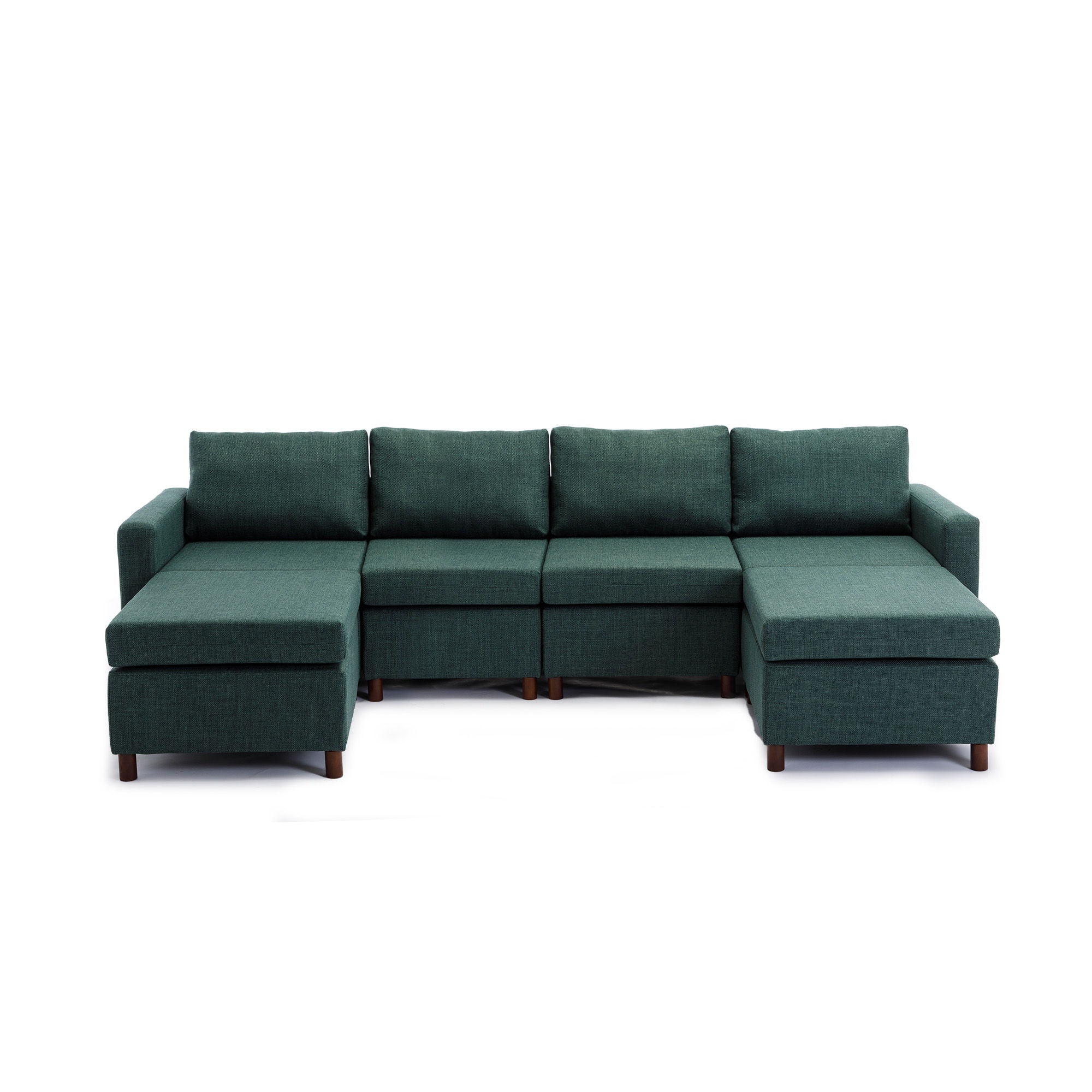 4 Seat Module Sectional Sofa Couch With 2 Ottoman For Living Room, Seat Cushion And Back Cushion Non-Removable And Non-Washable