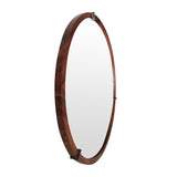 Hausen - Mid-Century Modern Round Accent Wall Mirror - Brown Walnut by Jennifer Taylor Home | Bel Furniture