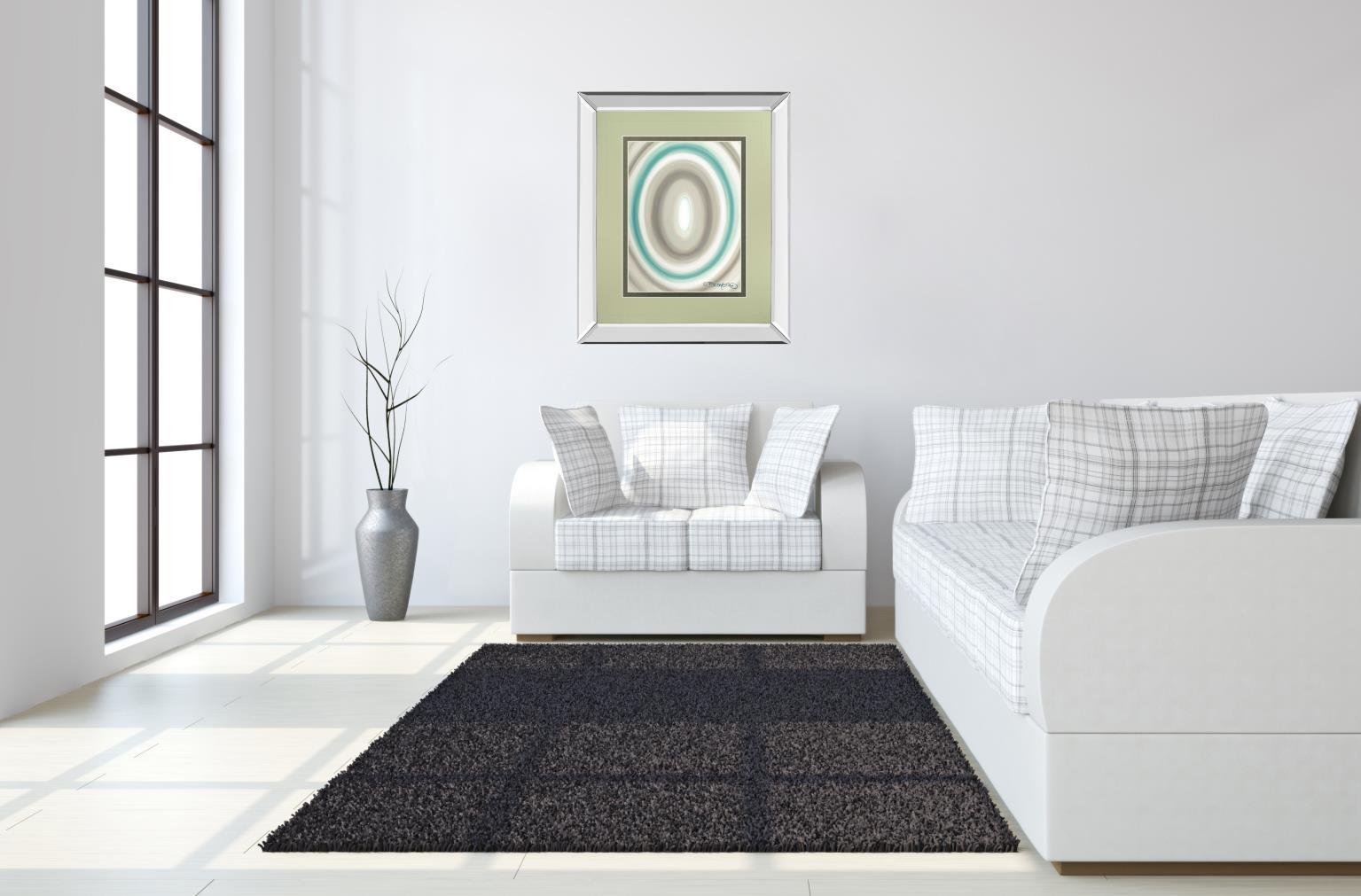 Concentric Ovals #1 By David Bromstad - Mirror Framed Print Wall Art - Blue