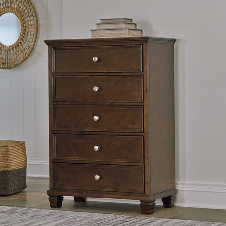 Danabrin - Brown - Five Drawer Chest by Signature Design by Ashley® | Bel Furniture