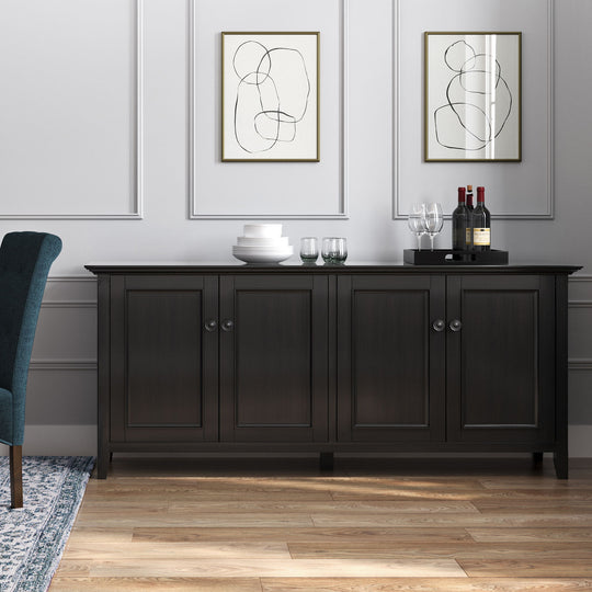Amherst - Wide 4 Door Storage Cabinet - Hickory Brown by Simpli-Home | Bel Furniture
