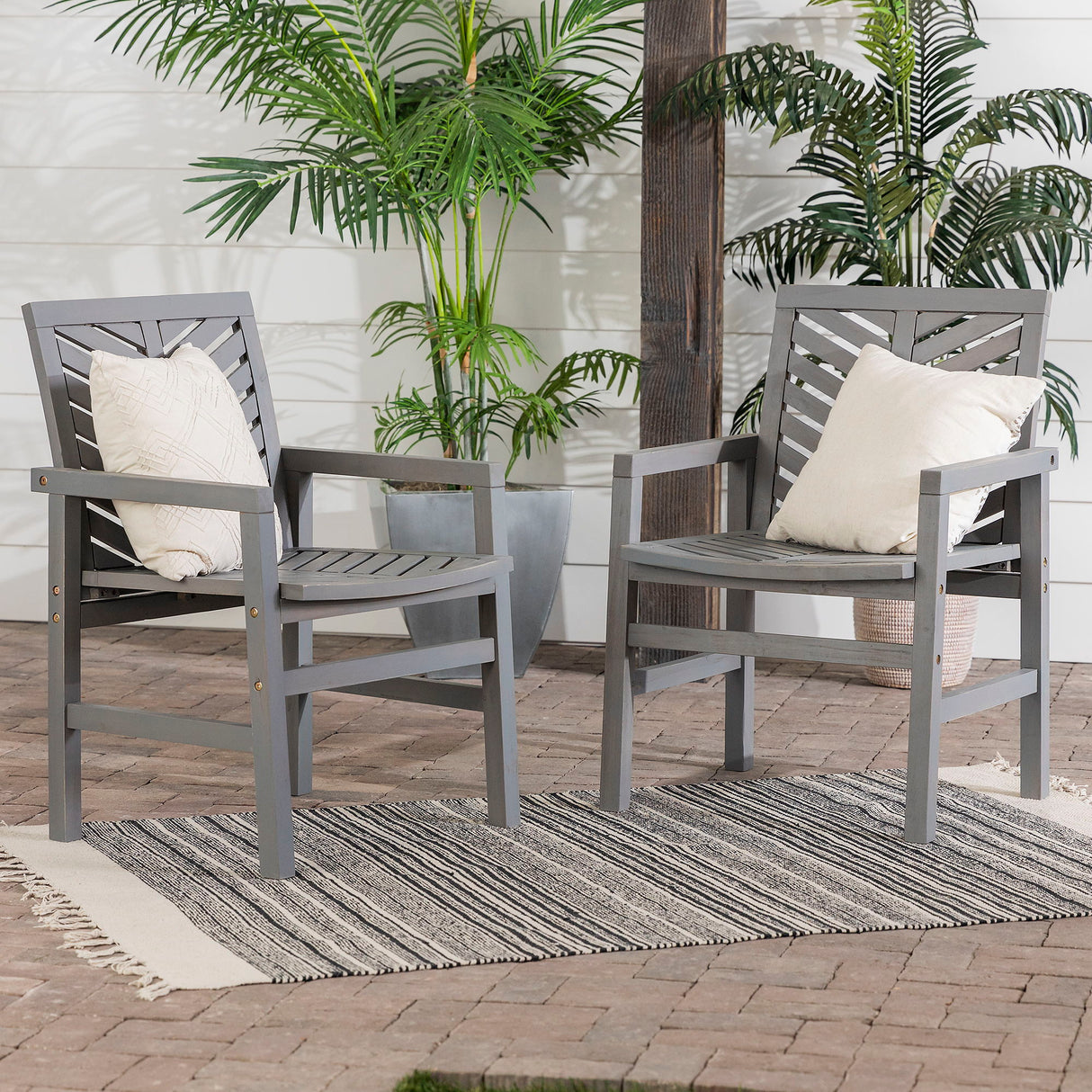 Modern 2 Piece Chevron Patio Chairs by Walker Edison | Bel Furniture
