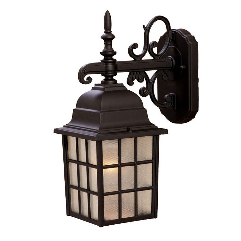 Window Pane Lantern Wall Light - Dark Brown