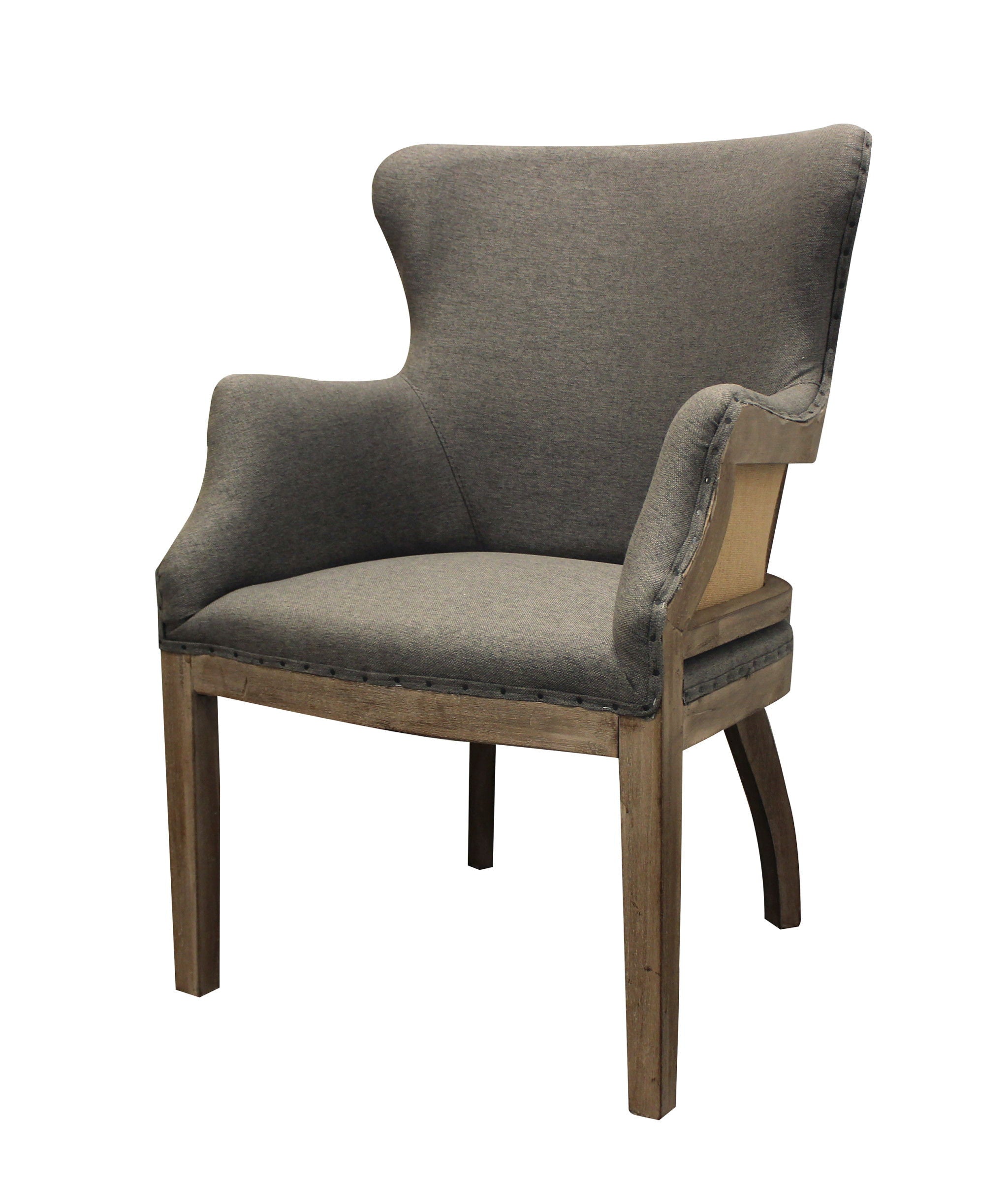 Linen Solid Color Arm Chair - Gray / Natural