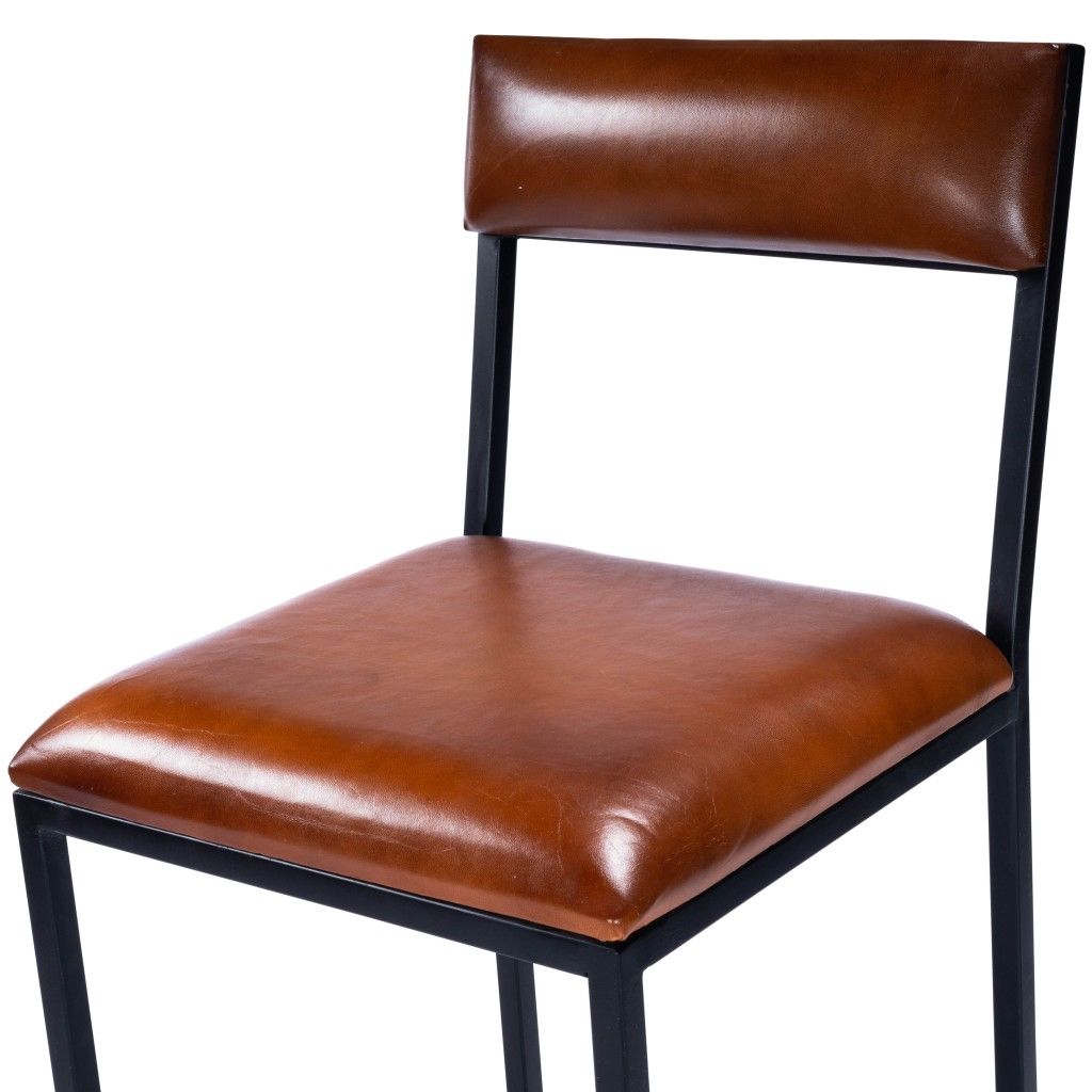 38.25" Iron Bar Chair - Brown / Black