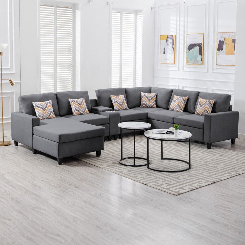 Nolan - 7 Piece Sectional Sofa With Pillows And Interchangeable Legs