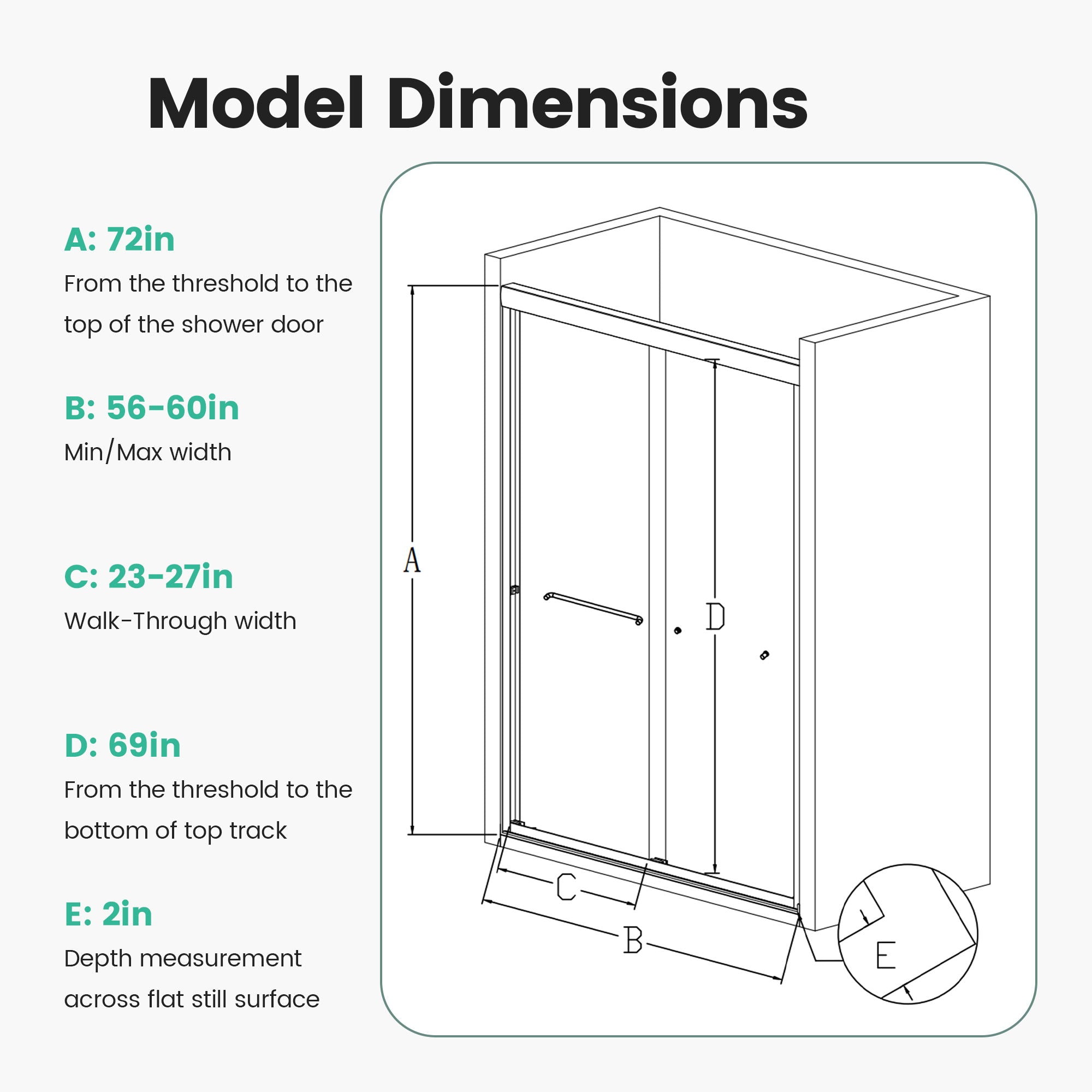 Semi-Frameless Double Sliding Shower Door, Bypass Shower Door, 1 / 4" (6Mm) Thick SGCC Tempered Glass Door