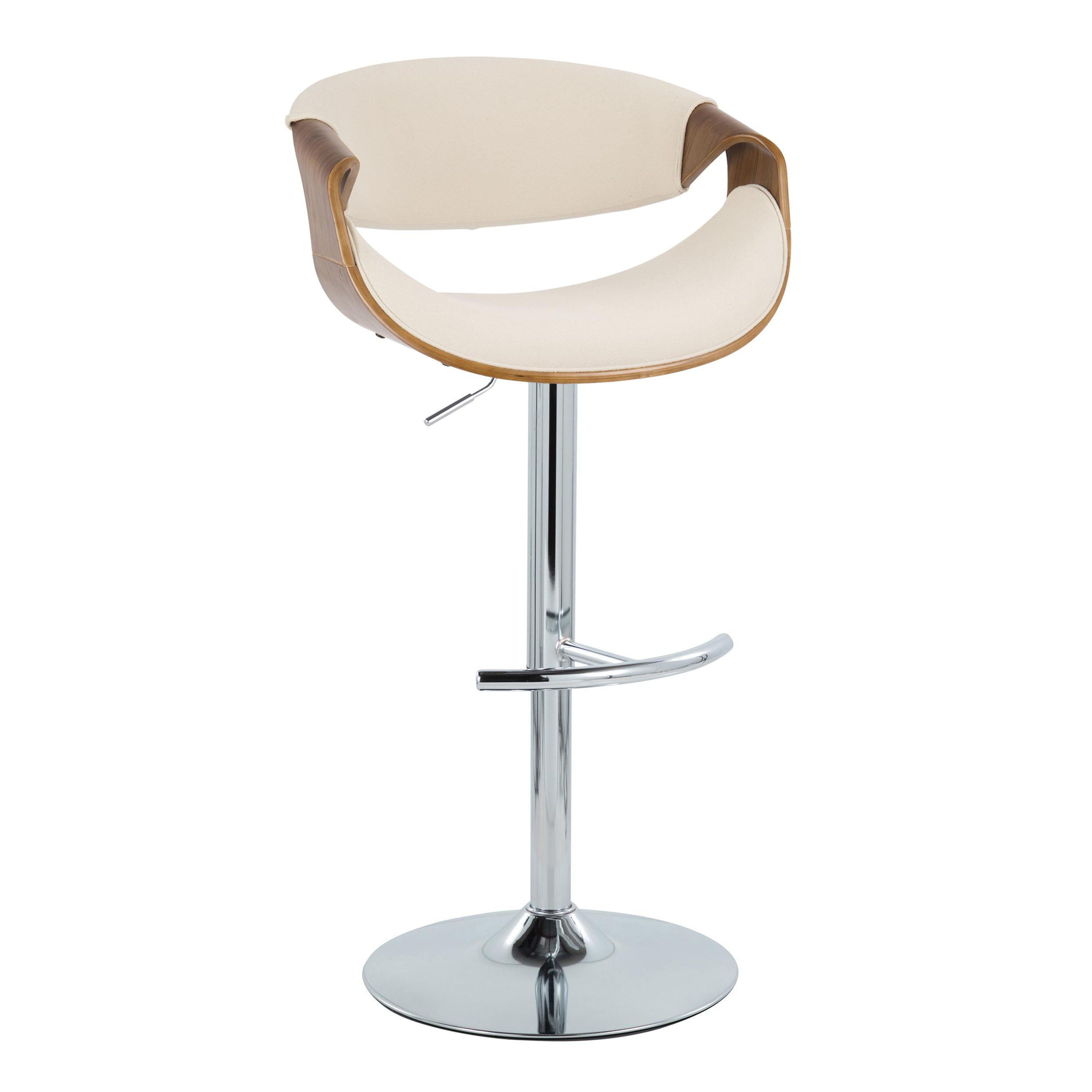 Curvo - Mid Century Modern Adjustable Barstool With Swivel With Rounded T Footrest (Set of 2)