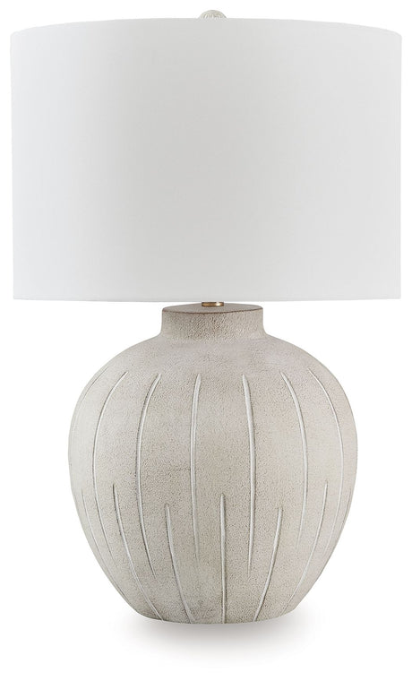 Calbert - Warm Gray - Poly Table Lamp by Signature Design by Ashley® | Bel Furniture