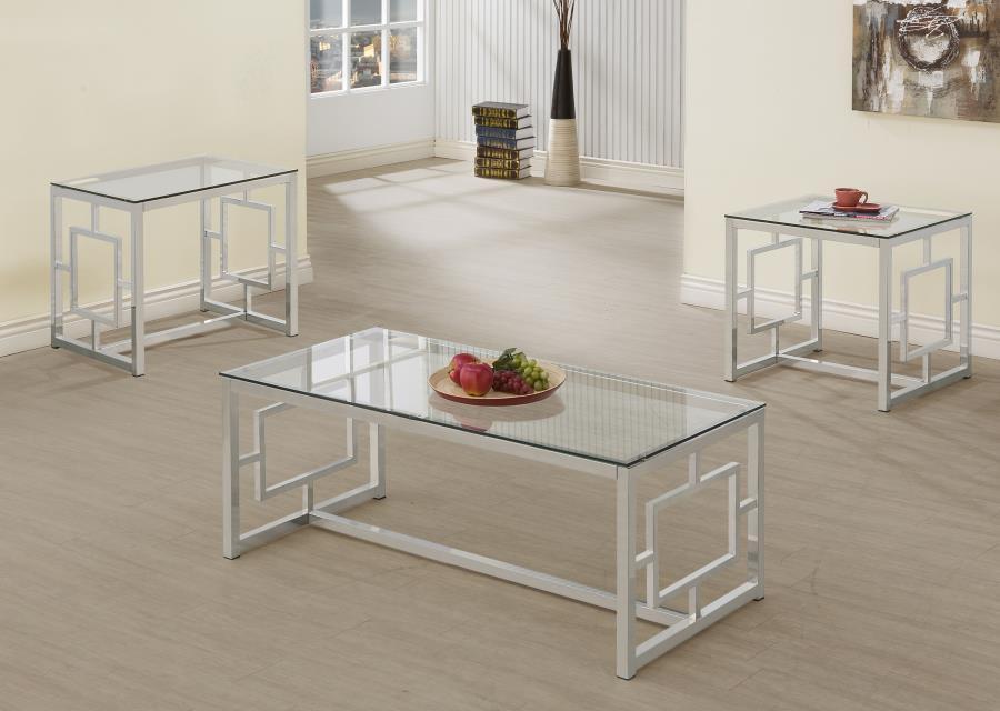 Merced - Rectangular Coffee Table Set Pearl Silver 3 Pc. Coffee Table, 2 End Tables by Coaster Fine Furniture | Bel Furniture